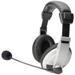 Digitus DA-12201 Sluchátka Over Ear kabelová stereo černostříbrná regulace hlasitosti Počítače