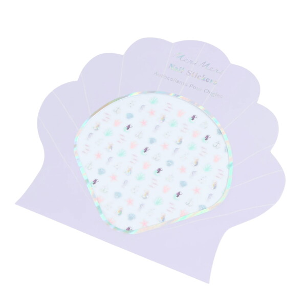 Meri Meri Dětské samolepky na nehty Mermaid – 200 ks, fialová barva, plast, papír