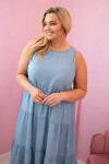 Dámské šaty Plus Size z lyocellu, rozšířené s volány světlý denim UNI