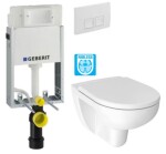 GEBERIT KOMBIFIXBasic vč. bílého tlačítka DELTA 50 + WC JIKA LYRA PLUS RIMLESS + SEDÁTKO DURAPLAST 110.100.00.1 50BI LY1