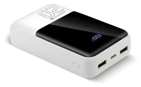 Powerbanka 20 000 mAh bílá / Powerbanka / LCD displej / 2x USB-A / 1x USB-C / QC4.0 22,5W (EB-20Q)