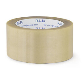 72 x PVC lepicí páska s firemním potiskem RAJA - standardní - 2 barevný potisk - průhledná - 50mm x 66m