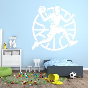 Samolepka Basketbalista v akci Barva: bílá, Velikost: 40 x 39 cm