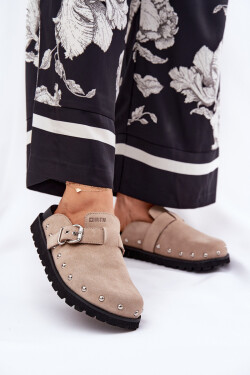 Semišové Pantofle Dámské Na Platformě Big Star RR274A376 Béžové 36