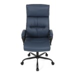Kancelářské křeslo, tmavě modrá ekokůže, taštičkové pružiny, kovový kříž, kolečka na tvrdé podlahy