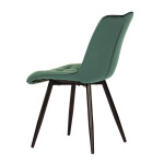 Jídelní židle, potah v zeleném sametu, kovové podnoží v černé práškové barvě