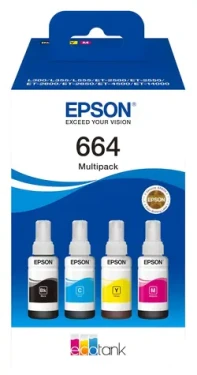 Epson EcoTank T664 / Multipack inkoustů / CMYK / 4x70 ml / originální / pro tiskárny EcoTank (C13T664640)