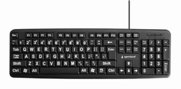 Gembird KB-US-103 černá / drátová klávesnice / zvětšené popisky kláves / USB-A / US layout (KB-US-103)
