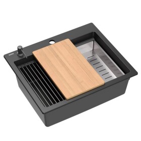 Quadron - Granitový dřez KURT 110 WORKSTATION Black ZLE-09600