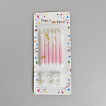 Dortové svíčky HARMONY bílo-růžová se zlatem 6ks