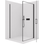 CERANO - Sprchový kout Porte L/P - 8 mm - černá matná, transparentní sklo - 90x70x195 - otočný CER-413573
