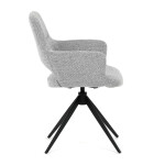 Židle jídelní, šedá látka, 360° vratný mechanismus, černý kov