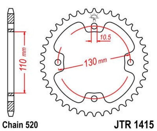 JT Sprockets Řetězová rozeta na Kawasaki KFX 450R- 38 zubů