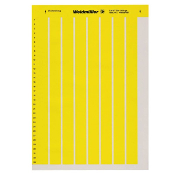 Weidmüller 1724141687 LM MT300 15X4,63 GE tiskárna pro popisovací systém Druh montáže: nalepení Potisknutelná plocha: 15 x 463 mm žlutá Počet markerů: 6270 10