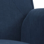 Křeslo, potah modrá manšestrová látka, dřevěné nohy, masiv kaučukovník