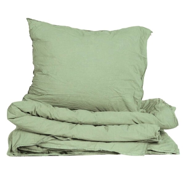 Storefactory Povlečení z organické bavlny Crinkle Grass Green 150 × 210 cm, zelená barva