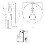 SAPHO - MINIMAL podomítková sprchová baterie, 2 výstupy, nerez mat MI542