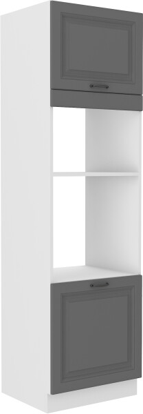 Vysoká skříňka pro vestavnou a mikrovlnou troubu Stilo 60 DPM-210 2F Barva korpusu: Bílá, Barva dvířek: Dust Grey