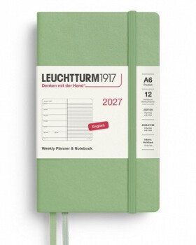 Týdenní plánovač Zápisník Sage, Pocket A6 2027, anglicky