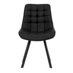 Židle jídelní, černá látka v dekoru broušené kůže, černý kov