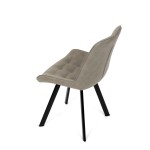 Židle jídelní, béžová látka v dekoru broušené kůže, černý kov