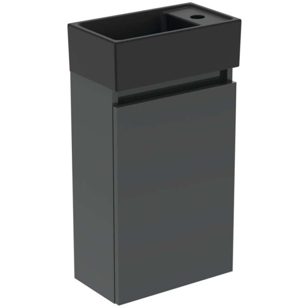 IDEAL STANDARD - Eurovit+ Skříňka s umývátkem, 55x35x20 cm, 1 dvířka, tmavě šedá/hedvábná černá R0578TI