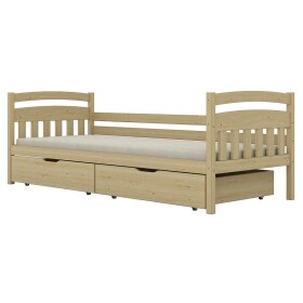 Postel Tosia velké zásuvky 80x200 přírodní, nelakovaná