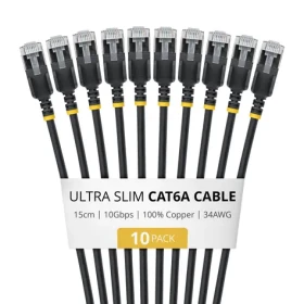 StarTech CAT6a Ultra Slim šedá / Patch kabel / RJ-45 / 0,15 m / 10 ks (6ASTP34GRS15CM10PK)