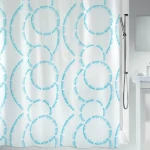 SPIRELLA Sprchový závěs CLAIRE bílý / Motiv kruhy / Polyester / 180 x 200 cm