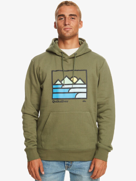 Quiksilver LANDSCAPE LINES FOUR LEAF CLOVER pánská mikina přes hlavu