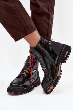 Kožené lakované dámské kotníkové boty Artiker 57C0064 Černé 39