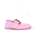 Barefoot dívčí přezůvky Pegres, BF01 textil, růžová - 28