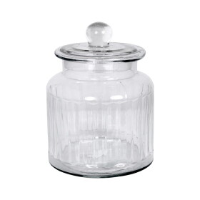 Strömshaga Skleněná dóza s víkem Gustav Ribbed Medium, čirá barva, sklo