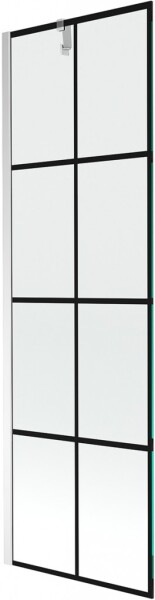 MEXEN/S - Next vanová zástěna FIX 60 x 150, černá dekor, chrom 895-060-000-00-77-01