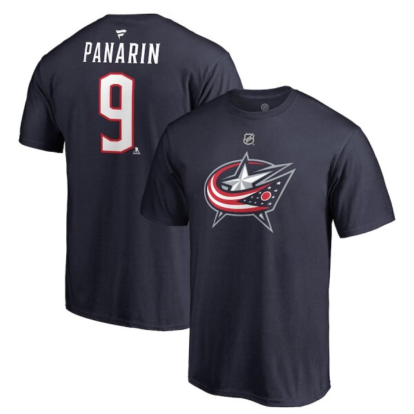 Fanatics Pánské Tričko #9 Artemi Panarin Columbus Blue Jackets Stack Logo Name & Number Velikost: M