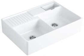 VILLEROY & BOCH - Keramický dřez Double-bowl sink Stone white modulový 895 x 630 x 220 bez excentru 632391RW