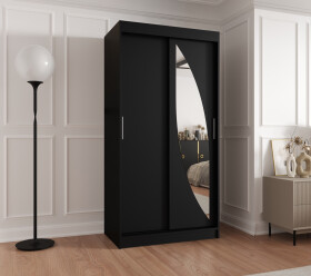 Šatní skříň Abi Milo Rozměry: 100 cm, Barva korpusu + barva dveří: Černá + Černá