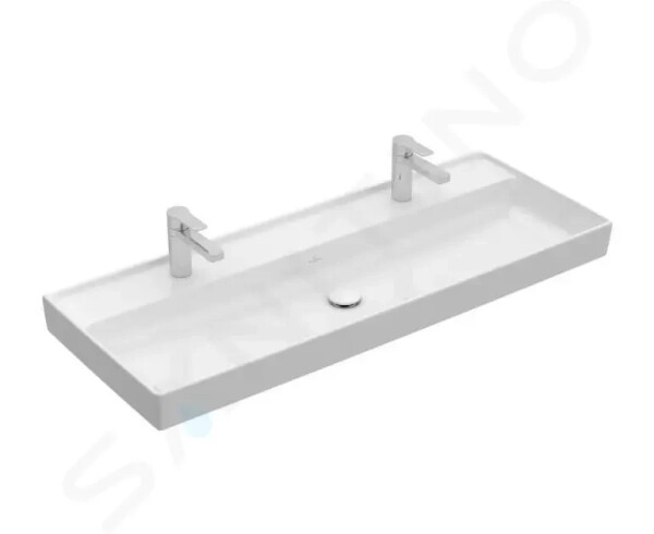 VILLEROY & BOCH - Collaro Dvojumyvadlo nábytkové 1200x470 mm, bez přepadu, 2 otvory pro baterii, CeramicPlus, Stone White 4A33C1RW