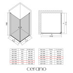 CERANO - Sprchový kout Antelo Duo L/P - 6 mm - černá matná, transparentní sklo - 110x90x190 - otočný CER-482368