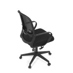 Židle kancelářská, černý MESH a černá látka, plastový kříž, houpací mechanismus.