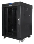 Lanberg 15U 19" černý / Stojanový rozvaděč / 600×600 mm / Flat pack / Skleněné dveře / LCD (FF01-6615-12BL)