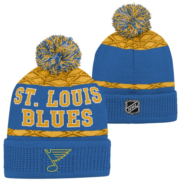 Outerstuff Dětská zimní čepice St. Louis Blues NHL Puck Pattern Cuffed Pom
