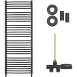 CERANO Koupelnový radiátorový set Stefano - ústřední výtápění - boční jednobodové připojení - 943W - černá matná - 1710x650 mm