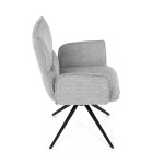 Židle jídelní, šedá látka, 360° vratný mechanismus, černý kov