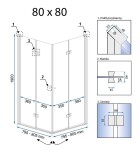 REA/S - Skládací sprchový kout FOLD N2 80x80 KPL-K7443