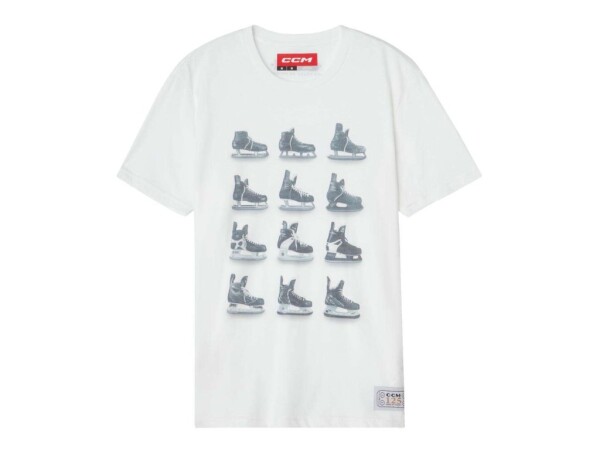 Pánská Tričko CCM 125 Anniversary Skates Short Sleeve TEE White Velikost: