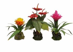 Lucky Reptile Jungle Plants kvetoucí Bromelie 3 květy - červená cca 40 cm (FP-64625)