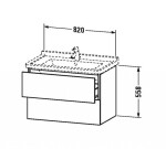 DURAVIT - L-Cube Umyvadlová skříňka 56x82x47 cm, 2 zásuvky, lesklá bílá LC626502222