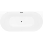 MEXEN/S - Oval Slim volně stojící vana nástěnná 170 x 80, bílá/šedá, sifon a přepad grafit kartáčovaná 52661708062-66