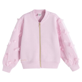 Mikina na zip s aplikací motýlů -růžová - 104 PINK